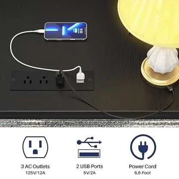 Foxemart 47 Inch Computer Desk with USB Power Outlets