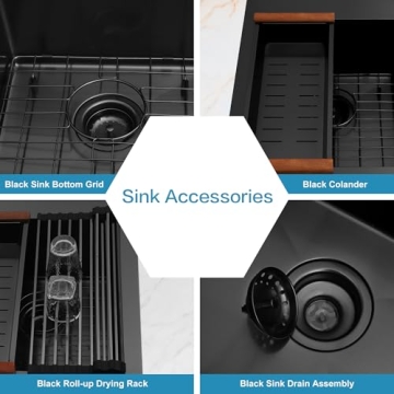 LQS Black Kitchen Sink 33" x 22" Low-Divide Style