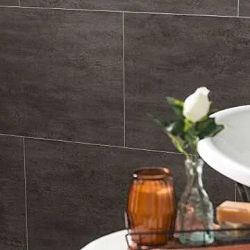 Palisade 25.6 in. x 14.8 in. Interlocking Vinyl Waterproof Wall/Backsplash Tiles for Kitchen or Bathroom in Ashen Slate (8 Pack)