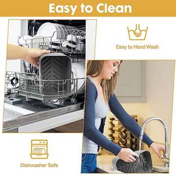 10QT Air Fryer Silicone Liners - 2Pcs Rectangular Airfryer Silicone Pot Baking Tray for Ninja Dual DZ401/DZ550 Reusable Replacement Basket Insert with Magnetic Cheat Sheet (2 Pcs Grey)