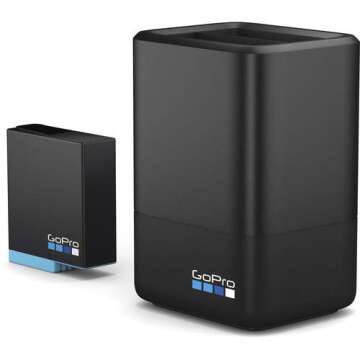 GoPro Hero 8 Black Action Camera Dual Battery Charger with Extra Original Battery (HERO8 Black) Shorty Tripod + 32GB U3 Memory Card + Ritz Gear 5 Piece Cleaning Kit