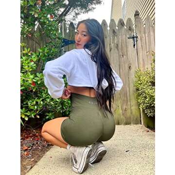 CELER Womens Workout Shorts Seamless Scrunch Butt Gym Shorts High Waisted Yoga Athletic Booty Shorts, 01 Army Green XS