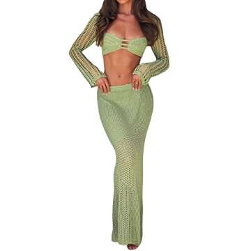 Chic Tsnbre Knit Two Piece Summer Skirt Set Outfit