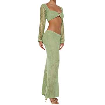 Chic Tsnbre Knit Two Piece Summer Skirt Set Outfit