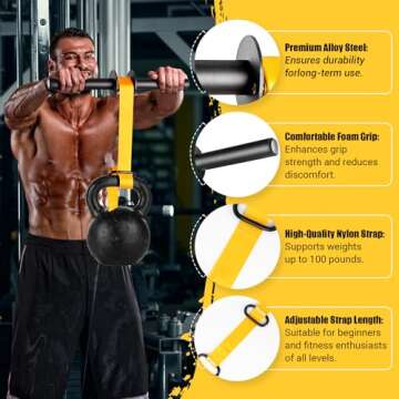 Forearm Strengthener and Wrist Roller, 43.3 in Or 51.2 in Ultra-Strong Nylon Webbing Wrist & Forearm...