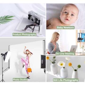 4.9×9.8ft White Seamless Fabric Backdrop,Thicken, Screen Backdrop,Polyester Material Background Cloth for Photography,Video and Televison,Good Fabric Drape,with Three Clamps,Rod Pocket