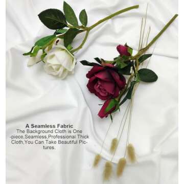 4.9×9.8ft White Seamless Fabric Backdrop,Thicken, Screen Backdrop,Polyester Material Background Cloth for Photography,Video and Televison,Good Fabric Drape,with Three Clamps,Rod Pocket