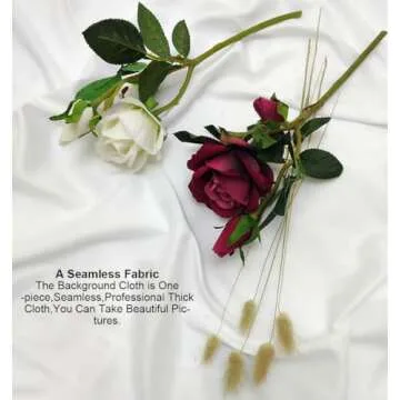 4.9×9.8ft White Seamless Fabric Backdrop,Thicken, Screen Backdrop,Polyester Material Background Cloth for Photography,Video and Televison,Good Fabric Drape,with Three Clamps,Rod Pocket