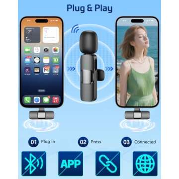 Pink Wireless Lavalier Microphone for iPhone & Android