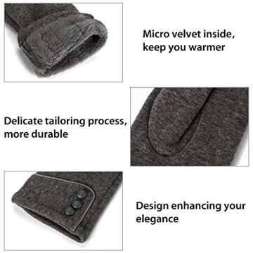 OTIOTI 3 Pairs Womens Gloves Winter Touch Screen Texting Gloves for Women Fleece Lined Thick Warm Gl...