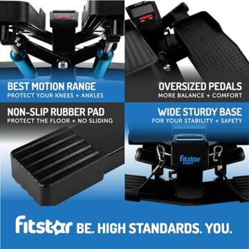 FitStar Premium Stair Steppers for Exercise at Home - Stair Stepper with Resistance Bands, Mini Stepper with 300LBS Capacity, Fitness Mini Stepper with Resistance Bands - Resistance Cardio Exercise