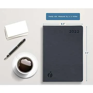 Inamio 24 Hourly Planner 2022 – 24 Hour Planner – Weekly and Monthly Appointment Book 2022 – Hardcover, Japanese Design – Minimalist Annual Planner with Time Slots – 8.5x11