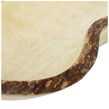 roro Natural Long Tray with Bark Edge Made from Sustainable Wood, 17" L