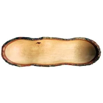 Roro 17" Natural Long Tray with Rustic Bark Edge