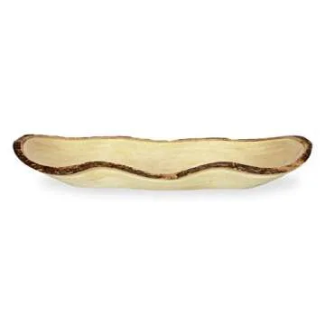 Roro 17" Natural Long Tray with Rustic Bark Edge