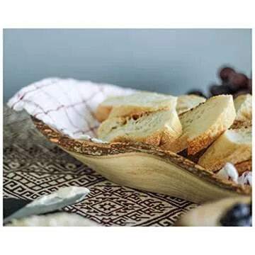 Roro 17" Natural Long Tray with Rustic Bark Edge