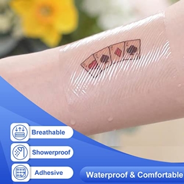 Niceful 100 Pcs Transparent Film Dressing, HSA FSA Eligible, Waterproof Bandages Post Surgical for Wound Cover Shower, Clear Bandage 2.375" x 2.75"