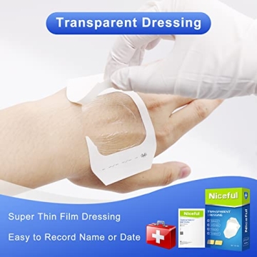 Niceful 100 Pcs Transparent Film Dressing, HSA FSA Eligible, Waterproof Bandages Post Surgical for Wound Cover Shower, Clear Bandage 2.375" x 2.75"