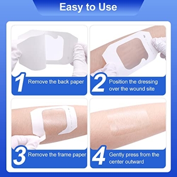 Niceful 100 Pcs Transparent Film Dressing, HSA FSA Eligible, Waterproof Bandages Post Surgical for Wound Cover Shower, Clear Bandage 2.375" x 2.75"