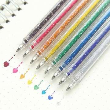 Grabie Glitter Gel Pens - 12 Vibrant & Colorful Pens