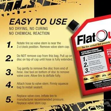 FlatOut Off-Road Multi-Purpose Tire Sealant - Prevents and Repairs Flat Tires - Seals Leaks - Contains Kevlar - Tubeless Tire Sealant - 32-Ounce Bag - Pack of 1