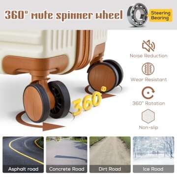 imiomo Luggage Sets 3 Piece,Expandable Hardside Suitcase Set with Spinner Wheels,Lightweight Travel Luggage set with TSA Lock（20/24/28,White）