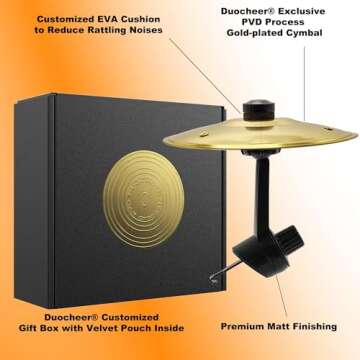 Car Vent Mini Crash Drum for Car Vent - Gold, Fun Music Accessories for Drummers, Cool Car Gadgets