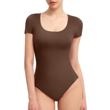 PUMIEY Women's Short Sleeve Bodysuit in Chocolate