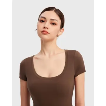 PUMIEY Women's Short Sleeve Bodysuit in Chocolate
