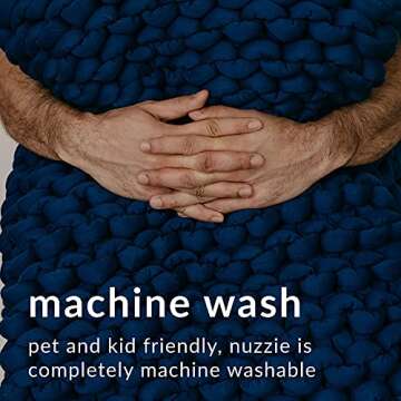 Nuzzie Chunky Knit Blanket - Breathable, Cooling, Hand Made Knit Throw Blanket for Sleep - Machine Washable, Stylish Decor Design - Beige, 15 lb Full