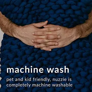 Nuzzie Chunky Knit Blanket - Breathable, Cooling, Hand Made Knit Throw Blanket for Sleep - Machine Washable, Stylish Decor Design - Beige, 15 lb Full