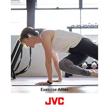 JVC Sport True Wireless Earbuds Headphones, Lightweight and Compact, Long Battery Life (up to 30 Hours), Sound with Neodymium Magnet Driver, Water Resistance (IPX5) - HAEC25TB (Black), Small