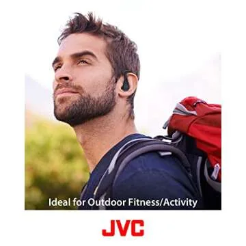JVC Sport True Wireless Earbuds Headphones, Lightweight and Compact, Long Battery Life (up to 30 Hours), Sound with Neodymium Magnet Driver, Water Resistance (IPX5) - HAEC25TB (Black), Small