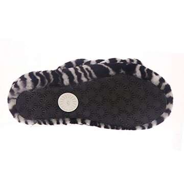 UGG Fluff Yeah Slide Zebra Slipper, Black / White, Size 7