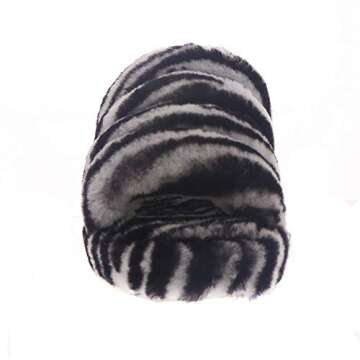 UGG Fluff Yeah Slide Zebra Slipper, Black / White, Size 7