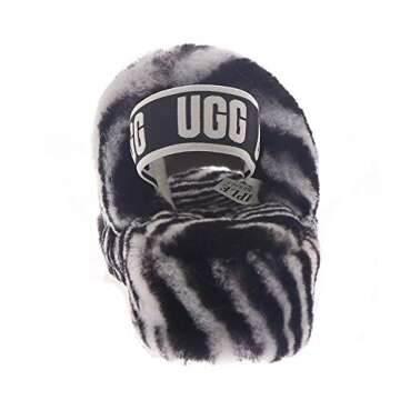 UGG Fluff Yeah Slide Zebra Slipper, Black / White, Size 7