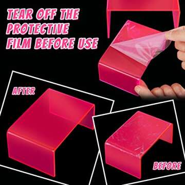Qunclay 9 Pieces Neon Pink Acrylic Display Risers Stand Shelf Acrylic Retail Desktop Jewelry Display Riser Showcase Fixtures for Dessert Cupcake Figure Collectibles Party(Neon Pink)