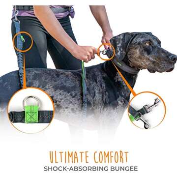 Mighty Paw Hands Free Dog Leash | Bungee Waist Leash for Dog Walking. Pet Running Hands Free Tether for Large, Medium & Small Breeds. Pet Waist Belt (36" - 48") Up to 150 lbs - Gray