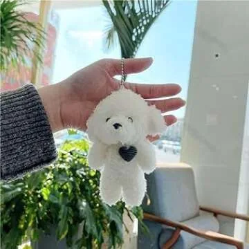 4Pcs Brown Bear Plush Keychain, Stuffed Animals Bag Pendant, Kawaii Plush Rabbit Keychain, DIY Trinket Dog Plush Keyring Car Keychain Pink Heart Teddy Bears Automobile Keychains, Accessories