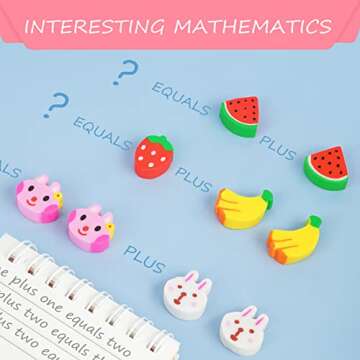 110 Pieces Cute Mini Erasers for Kids Bulk，Smiley Face, Fruits, Food and Animal Erasers Assorted, Desk Pets for Kids Classroom, Homework Rewards, Gift Filling
