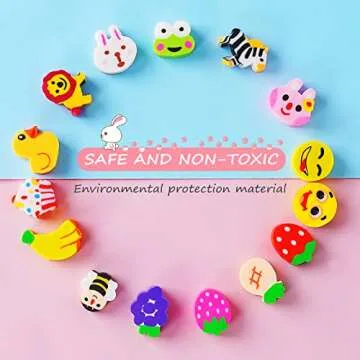 110 Pieces Cute Mini Erasers for Kids Bulk，Smiley Face, Fruits, Food and Animal Erasers Assorted, Desk Pets for Kids Classroom, Homework Rewards, Gift Filling