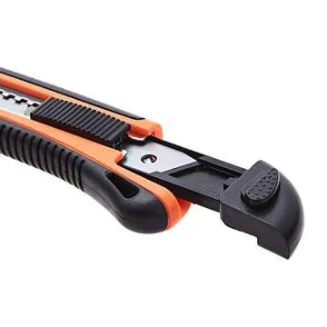 Amazon Basics Heavy Duty Retractable Utility Knife with Ergonomic Handle, Multi-Position Locking, 10 Replacement Blades, 5-Pack, Multicolor