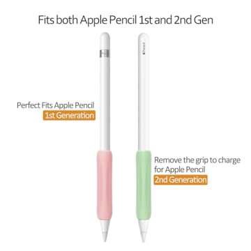 KELIFANG Silicone Ergonomic Grip Holder 3 Pack Compatible with Apple Pencil 1st, 2nd Generation & Pe...