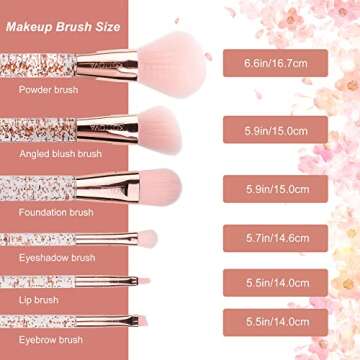 Makeup Brushes Set,9pcs Shiny Crystal Glitter Makeup Brushes with Pouch,Nylon Hair Plastic Handle Brushes with Organizer Bag for Eyeshadow,Foundation,Blush,Face Powder,Eyebrow & Li,Travel Friendly