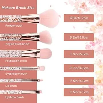 Makeup Brushes Set,9pcs Shiny Crystal Glitter Makeup Brushes with Pouch,Nylon Hair Plastic Handle Brushes with Organizer Bag for Eyeshadow,Foundation,Blush,Face Powder,Eyebrow & Li,Travel Friendly
