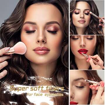 Makeup Brushes Set,9pcs Shiny Crystal Glitter Makeup Brushes with Pouch,Nylon Hair Plastic Handle Brushes with Organizer Bag for Eyeshadow,Foundation,Blush,Face Powder,Eyebrow & Li,Travel Friendly