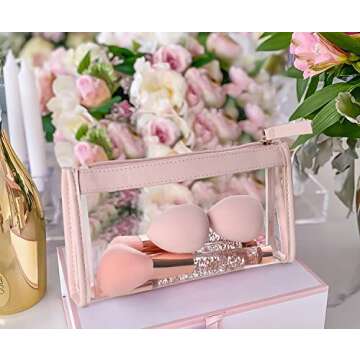 Makeup Brushes Set,9pcs Shiny Crystal Glitter Makeup Brushes with Pouch,Nylon Hair Plastic Handle Brushes with Organizer Bag for Eyeshadow,Foundation,Blush,Face Powder,Eyebrow & Li,Travel Friendly