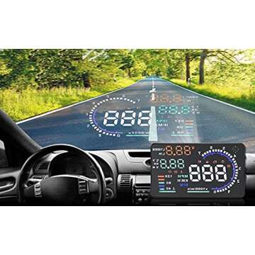A8 HUD Head up Display Speedometer for Car with OBDII EUOBD ,5.5 inch Universal Digital Speedometer,Over Speed Alarm, KMH/MPH, Windshield Projector with Film