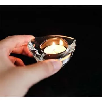 2 Pcsc Glass Tealight Candle Holder Glass Votive Candle Holder Chunky Glass Candle Holder for Wedding Party and Home Decor (Heart-Shaped)