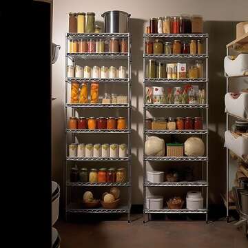 Finnhomy 8-Tier Wire Shelving Unit Adjustable Steel Wire Rack Shelving 8 Shelves Steel Storage Rack or Two 4-Tier Shelving Units with PE mat, Leveling Feet and Safety Device, NSF Certified, Chrome